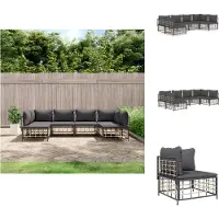 vidaXL Ensemble de salon de jardin 6 pièces avec coussins Anthracite Poly rotin - Canapés de jardin
