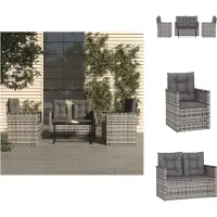vidaXL Ensemble de salon de jardin 4 pièces avec coussins Poly Rotin Gris - Ensemble de meubles de jardin
