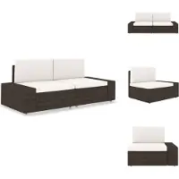 vidaXL Canapé modulaire 2 places poly rotin brun - éléments de canapés de jardin