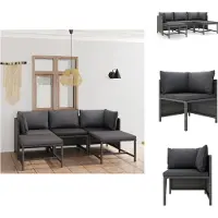 vidaXL Ensemble de salon de jardin 5 pièces avec coussins Poly Rotin Gris - Ensemble de meubles de jardin