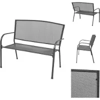 vidaXL Banc de jardin 108 cm acier et grillage anthracite - Bancs de jardin