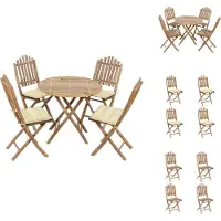vidaXL Ensemble de jardin 5 pièces avec coussins Pliable Bambou - Ensemble de meubles de jardin