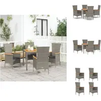 vidaXL Ensemble de jardin 5 pièces avec coussins Gris Poly rotin - chaises de jardin