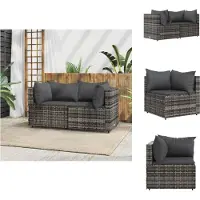 vidaXL Canapé d'angle de jardin avec coussins 2 pcs. Gris Poly Rotin - Canapés de jardin