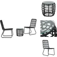 vidaXL Ensemble Bistro 3 pièces Poly Rotin Noir - Ensemble de meubles de jardin