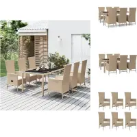 vidaXL Ensemble de jardin 7 pièces avec coussins Beige Poly rotin - chaises de jardin