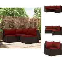 vidaXL Ensemble de salon de jardin 3 pièces avec coussins Marron Poly rotin - Canapés de jardin