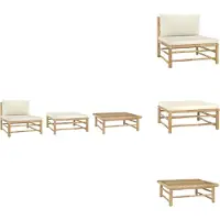 vidaXL Ensemble de salon de jardin 3 pièces avec coussins bambou - éléments de canapé de jardin