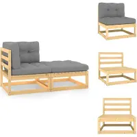 vidaXL Ensemble de salon de jardin 2 pièces avec coussins pin massif - éléments de canapé de jardin