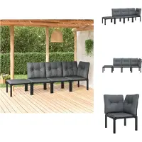 vidaXL Ensemble de salon de jardin 4 pièces noir et gris poly rotin - éléments de salon de jardin