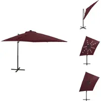 vidaXL Parapluie avec mât et éclairage LED rouge bordeaux 250 cm - Parasols & ombrelles