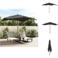 vidaXL Parasol avec mât en bois Noir 300x300x273 cm - Parasols & Protection solaire
