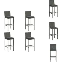 vidaXL Tabouret de bar de jardin avec coussins 4 pcs. Gris Poly Rotin - Chaises de jardin
