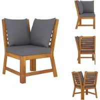 vidaXL Canapé d'angle modulaire avec coussins gris foncé en bois massif d'acacia - éléments de canapés de jardin
