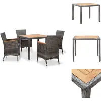 vidaXL Ensemble de jardin 5 pièces avec coussins Poly Rotin Gris - Ensemble de meubles de jardin