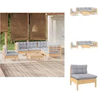 vidaXL Ensemble salon de jardin 6 pièces avec coussins gris pin - Ensembles de meubles de jardin