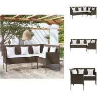 vidaXL Canapé en L avec coussins en rotin synthétique marron - Canapés de jardin