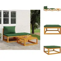 vidaXL Ensemble de salon de jardin 3 pièces avec coussins en bois massif d'acacia - éléments de canapé de jardin