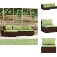 vidaXL Ensemble salon de jardin 4 pièces avec coussins Marron Poly rotin - Ensemble de meubles de jardin