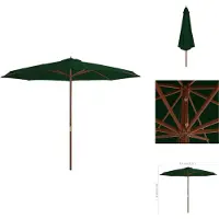 vidaXL Parasol avec mât en bois 350 cm Vert - Parasols & ombrelles
