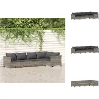 vidaXL Ensemble de salon de jardin 5 pièces avec coussins Gris Poly rotin - Ensemble de meubles de jardin