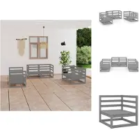 vidaXL Ensemble de salon de jardin 6 pièces gris pin massif - Ensemble de meubles de jardin