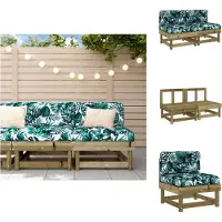 vidaXL Canapé central avec coussin 2 pcs. Pin Imprégné - Eléments de Canapé de Jardin