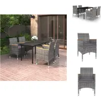 vidaXL Ensemble de jardin 5 pièces avec coussins Poly rotin et verre - Ensemble de meubles de jardin