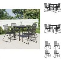 vidaXL Ensemble de jardin 5 pièces noir PVC rotin - chaises de jardin