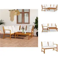 vidaXL Ensemble de salon de jardin 4 pièces avec coussins Crème Bois massif Acacia - Ensembles de meubles de jardin