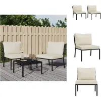 vidaXL Chaises de jardin avec coussins couleur sable 2 pcs 60x74x79 cm acier - éléments de canapés de jardin