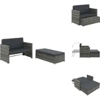 vidaXL Ensemble de salon de jardin 2 pièces avec coussins Poly Rotin Gris - Canapés de jardin