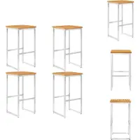 vidaXL Tabouret de bar 4 pcs. Acacia massif et acier inoxydable - Chaises de jardin