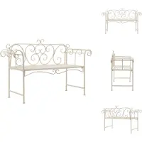 The Living Store Banc de jardin 132 cm Métal Blanc antique