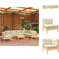 vidaXL Ensemble salon de jardin 8 pièces avec coussins crème en bois de pin massif - Ensembles de meubles de jardin