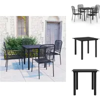 vidaXL Ensemble de jardin 5 pièces noir verre et acier - Ensemble de meubles de jardin