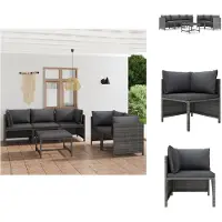 vidaXL Ensemble de salon de jardin 6 pièces avec coussins Poly Rotin Gris - Ensemble de meubles de jardin