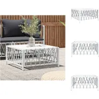 vidaXL Table de jardin blanche 70x70x34 cm Tissu - éléments de canapé de jardin