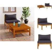 vidaXL Ensemble de canapé de jardin 2 pièces avec coussins gris foncé en bois d'acacia - éléments de canapé de jardin