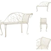 vidaXL Chaise longue de jardin 128 cm Métal antique blanc - Bancs de jardin