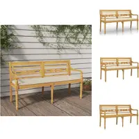 vidaXL Banc Batavia avec coussin crème 150 cm bois massif teck - Bancs de jardin