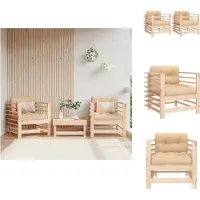 vidaXL Chaises de jardin avec coussins 2 pcs. Pin massif - éléments de canapés de jardin