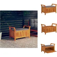 vidaXL Banc de jardin avec coussin 91 cm bois massif acacia - Bancs de jardin