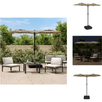 vidaXL Parasol double avec lampes LED Taupe 316x145 cm