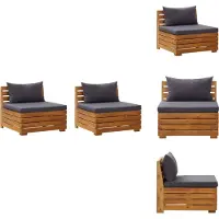The Living Store Canapé de jardin 2 places avec coussins en bois massif d'acacia
