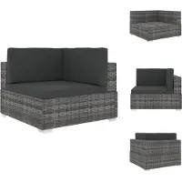 The Living Store Canapé d'angle modulaire 1 pc + coussins Poly Rotin Gris