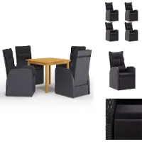 vidaXL Ensemble de jardin 5 pièces noir - Ensemble de meubles de jardin