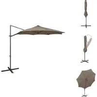 vidaXL Parapluie avec mât et LED Taupe 300 cm - Parasols & Protection solaire