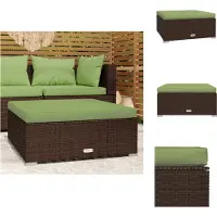 vidaXL Tabouret de jardin avec coussin Marron 70x70x30 cm Poly rotin - Eléments de canapé de jardin