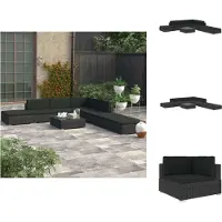 vidaXL Ensemble salon de jardin 8 pièces avec coussins Poly rotin noir - Ensemble de meubles de jardin